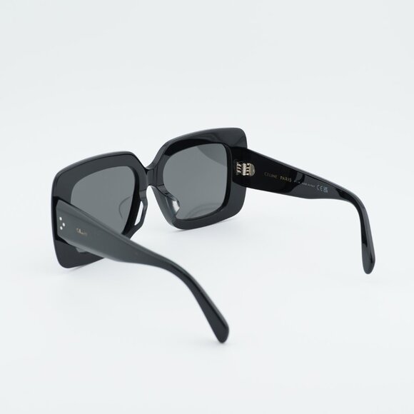Celine CL40263F 01A Sunglasses Black Square Frame, Smoke Lenses main image 4